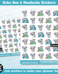 Koko the Koala Has A Headache Planner Stickers