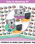 Koko the Koala Is Watching TV Planner Stickers
