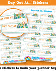 14 Cute 'Day Out At' Quarter Box Planner Stickers