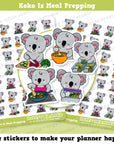 Koko the Koala Is Meal Prepping Planner Stickers
