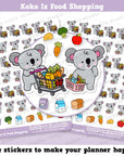 Koko the Koala Is Food Shopping Planner Stickers