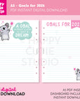 DIGITAL DOWNLOAD - 2026 Goals A5 Printable Planner Inserts - PDF