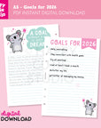 DIGITAL DOWNLOAD - 2026 Goals A5 Printable Planner Inserts - PDF