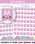 49 Cute A.A. Flags/Attendance Allowance/Planner Stickers