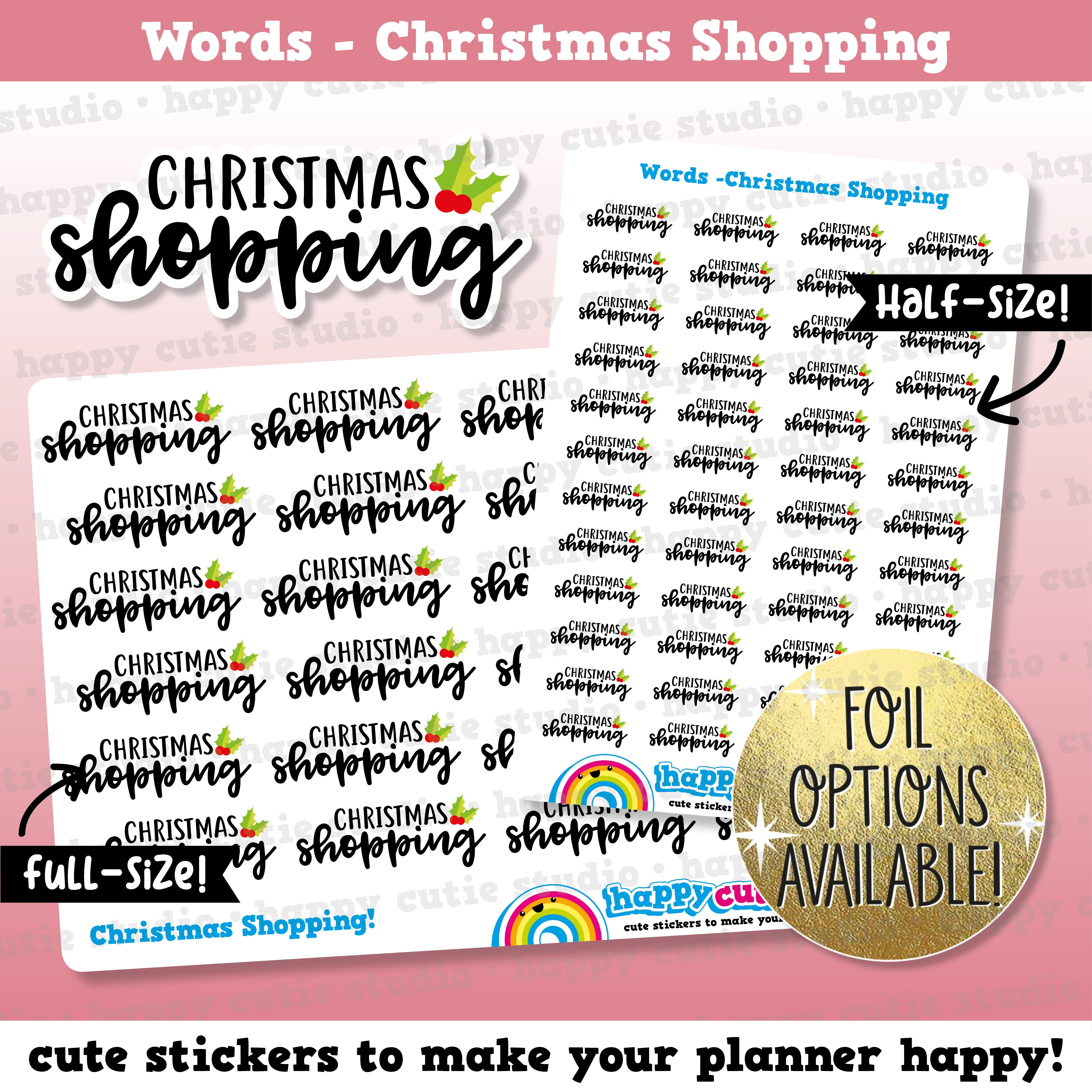Christmas Shopping Words/Functional Planner Stickers