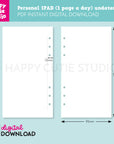 DIGITAL DOWNLOAD - 1P2P - Design No. 1 - Undated Daily Personal Printable Planner Inserts / PDF