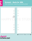 DIGITAL DOWNLOAD - 2026 Goals Personal Printable Planner Inserts - PDF