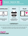DIGITAL DOWNLOAD - 2026 Goals Personal Printable Planner Inserts - PDF