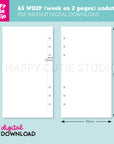 DIGITAL DOWNLOAD - WO2P - Design No. 1 - Undated Weekly Personal Printable Planner Inserts / WO2P / Week On 2 Pages / PDF