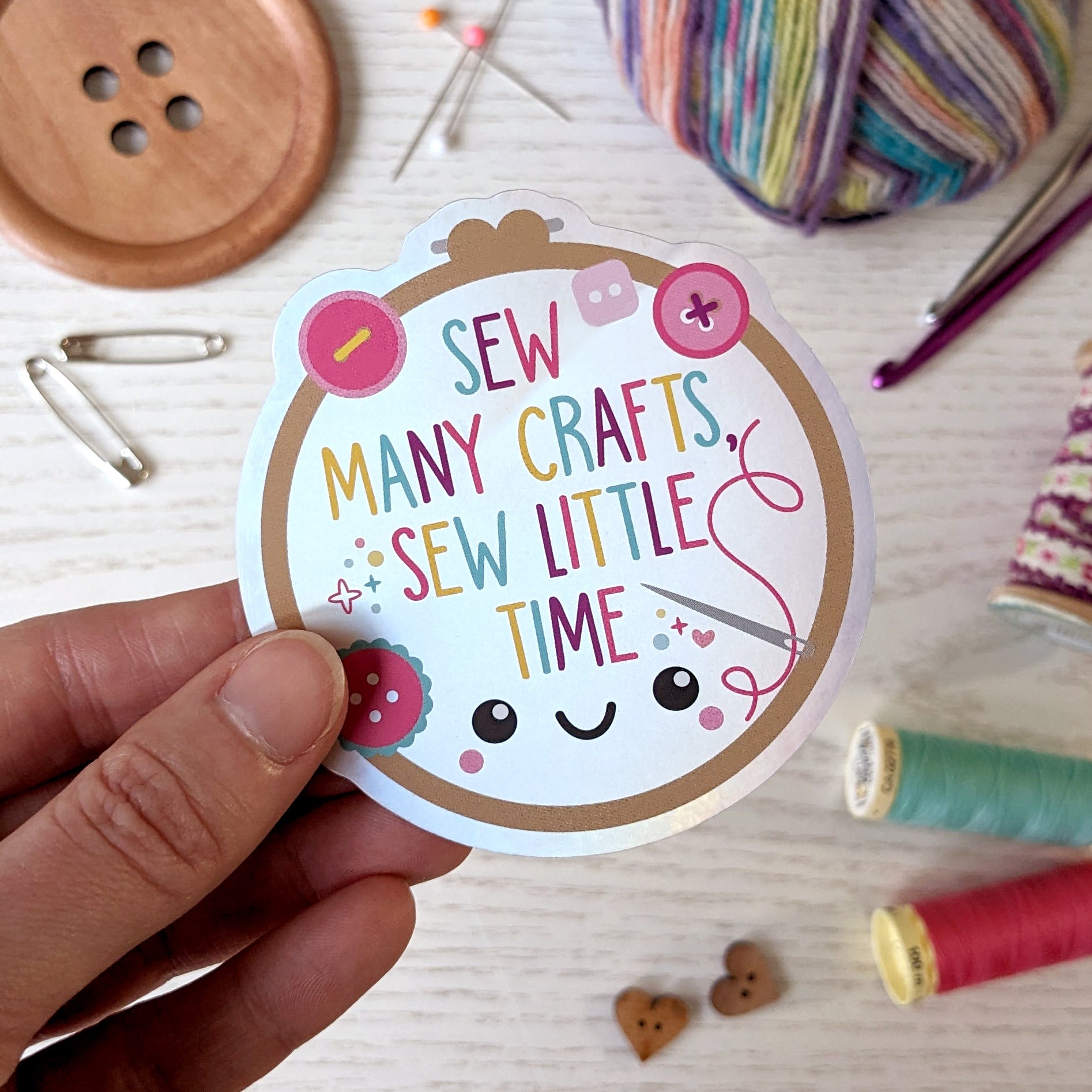 Happy Cutie Studio Sew many Crafts Matte Silver Sticker/Laptop/Vinyl/Kawaii/Cute