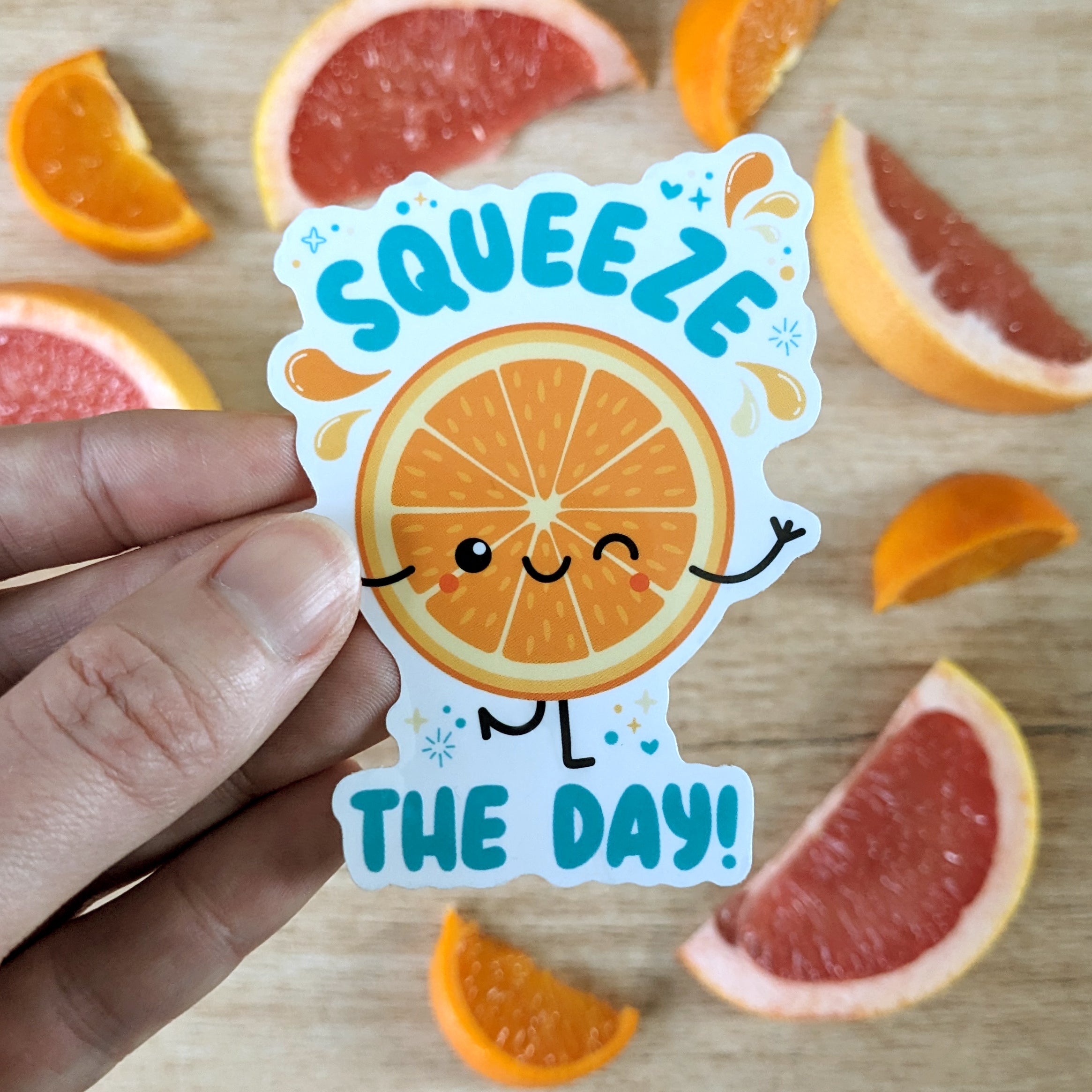 Happy Cutie Studio Squeeze The Day Large transparent Sticker/Laptop/Vinyl/Kawaii/Cute
