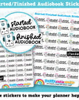 36 Cute Started/Finished Audiobook/Audio Book/eReader/Reading Planner Stickers