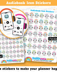 49 Cute Audiobook/Audio Book/eReader/Reading Planner Stickers