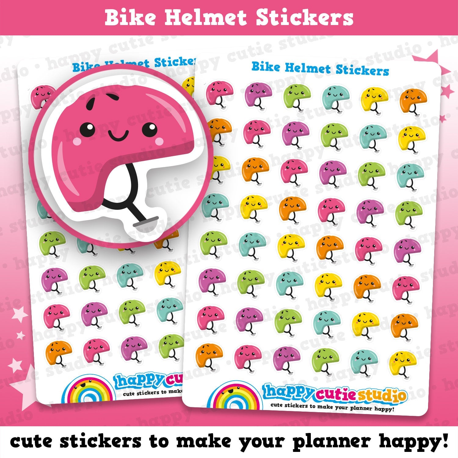 48 Cute Bicycle Helmet/Crash Helmet/Bike/Cycle Planner Stickers