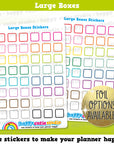 48 Cute Colourful Large Boxes/Functional/Practical Planner Stickers