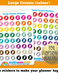 48 Cute Colourful Large Crosses/Functional/Practical Planner Stickers