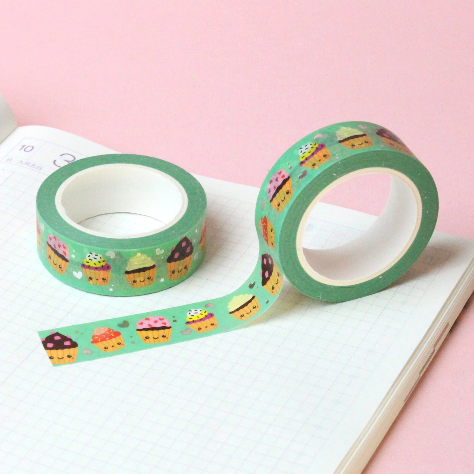 Silver Foil 'Yummy Cupcake' Washi Tape