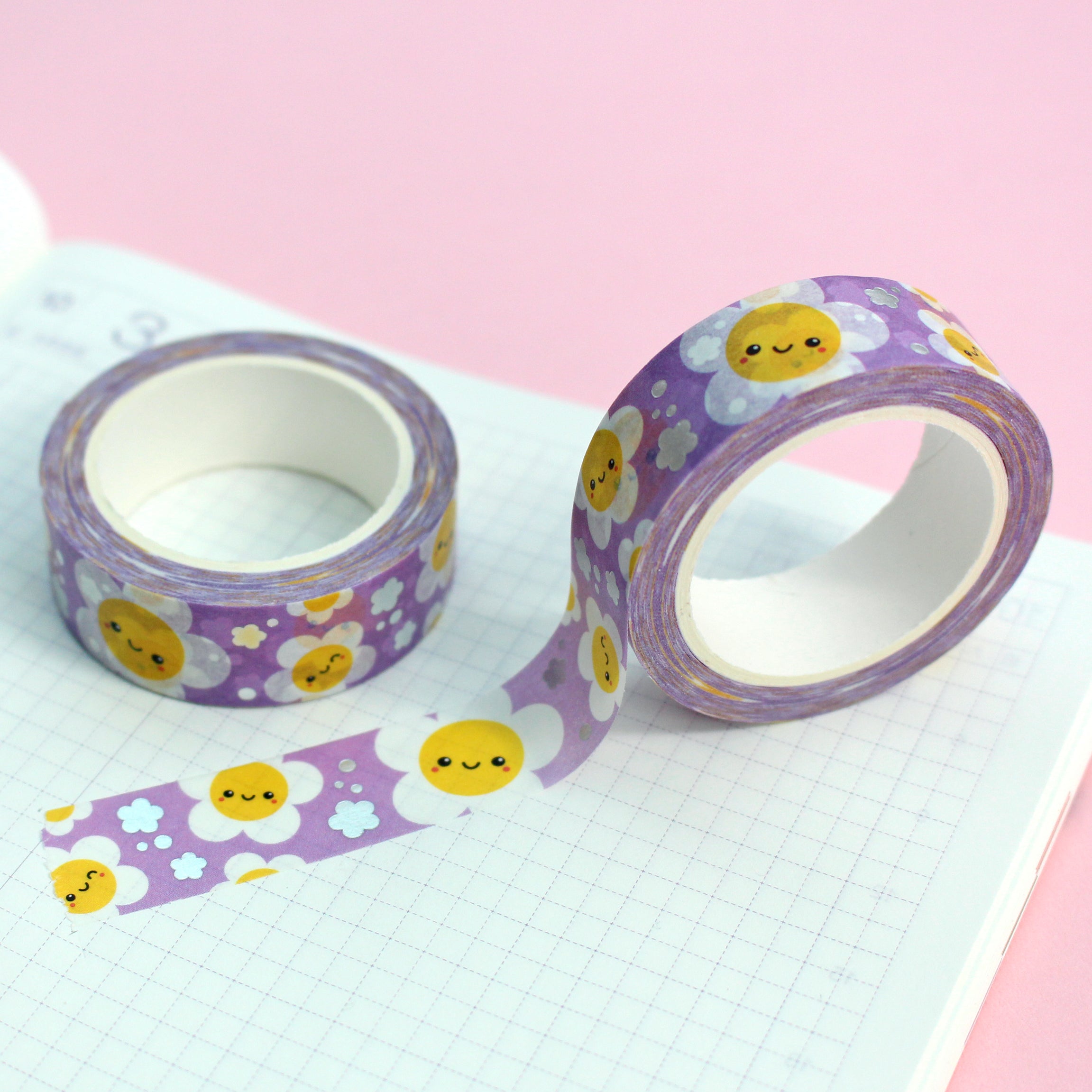 Silver Foil Flower Power Washi Tape