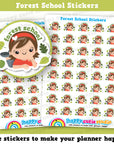40 Cute Forest School Girl Planner Stickers