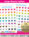 48 Cute Colourful Large Hearts/Functional/Practical Planner Stickers