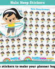 42 Cute Hula Hoop/Fitness Hoop Girl Planner Stickers