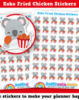 42 Cute Koko the Koala Fried Chicken Planner Stickers