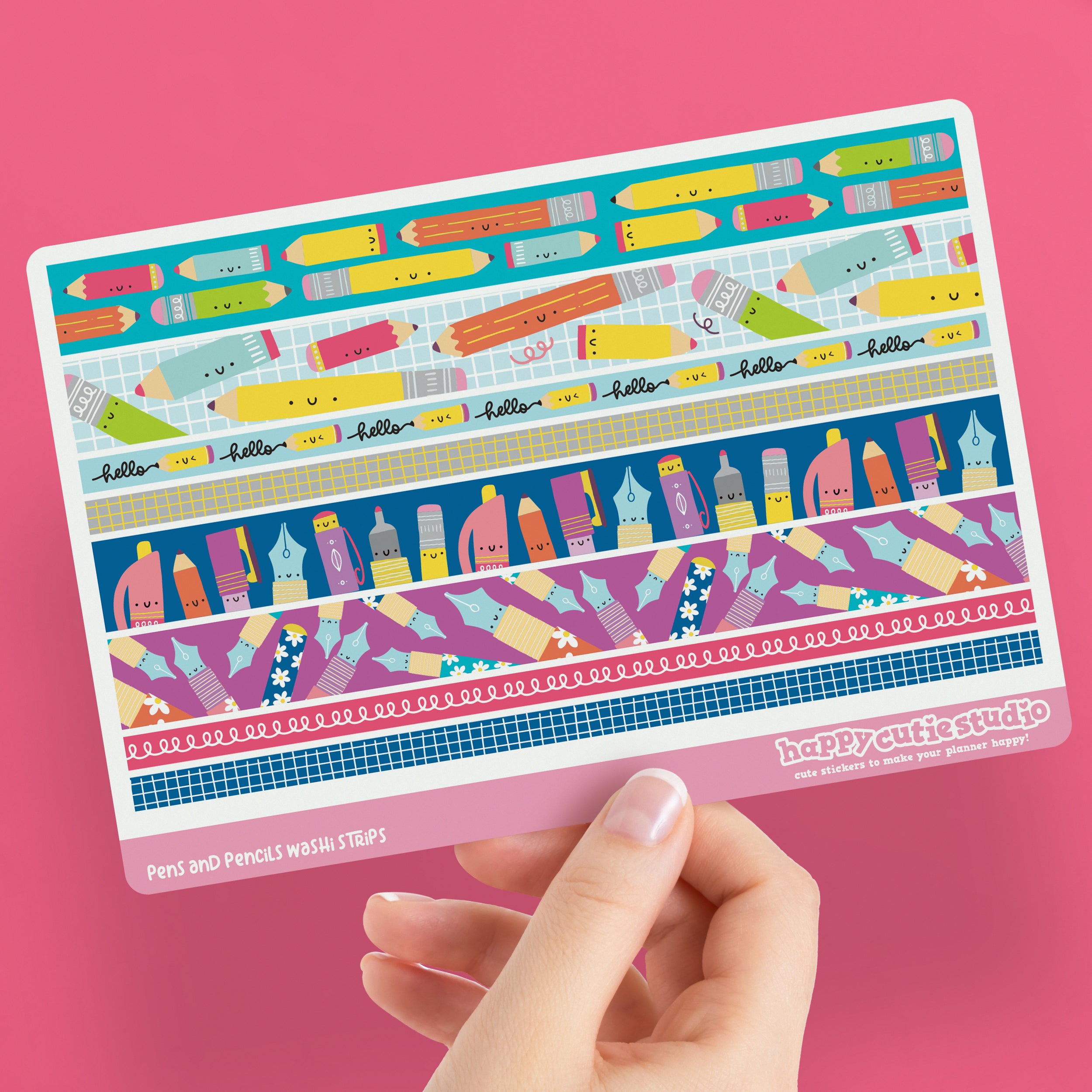 Pens and Pencil Washi Strip Planner Stickers