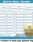 32 Cute Rounded Quarter Boxes/Functional/Practical Planner Stickers