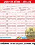 32 Cute Scallop Quarter Boxes/Functional/Practical Planner Stickers