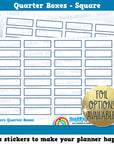 32 Cute Square Quarter Boxes/Functional/Practical Planner Stickers