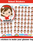 42 Cute School Girl Planner Stickers