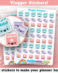 54 Cute Vlogger / Vlogging / Video/ Film / Edit / Upload Planner Stickers