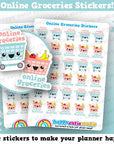 30 Cute Online Groceries/Shopping/Food Planner Stickers