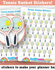 39 Cute Tennis Racket/Sport Planner Stickers