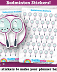 39 Cute Badminton Racket/Sport Planner Stickers