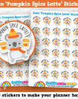 30 Cute Koko the Koala 'Pumpkin Spice Latte' Planner Stickers