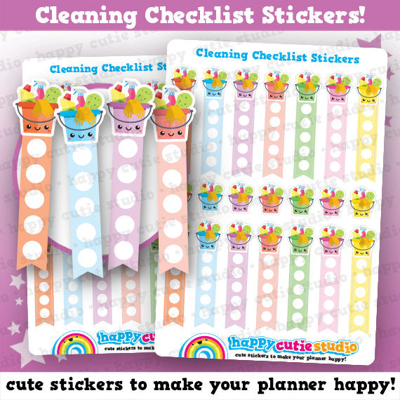 14 Cute Cleaning/Chores/Housework Checklist Planner Stickers ...