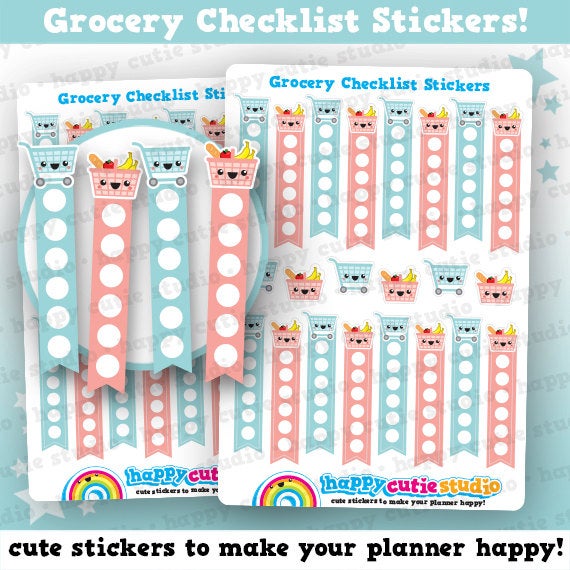 16 Cute Grocery Checklist Checklist Planner Stickers – HappyCutieStudio