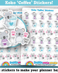 30 Cute Koko the Koala 'Coffee' Planner Stickers