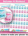 42 Cute Suitcase/Lugggage/Travel/Vacation/Holiday Planner Stickers