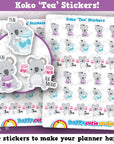 30 Cute Koko the Koala 'Tea' Planner Stickers