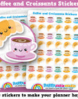 48 Cute Coffee and Croissants/Breakfast/Brunch Planner Stickers