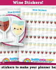 54 Cute Wine/Wine Glass/Alcohol Planner Stickers