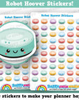 60 Cute Robot Hoover / Vacuum Cleaner / Chores Planner Stickers