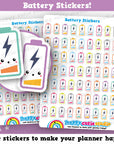 63 Cute Battery/Charge/Low Battery Planner Stickers