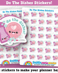 35 Cute Do The Dishes/Chores/Washing Up Planner Stickers