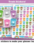 56 Cute Trash Can/Garbage/Rubbish Planner Stickers