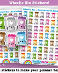 49 Cute Wheelie Bin/Trash/Garbage/Rubbish Planner Stickers