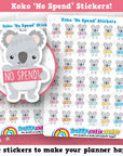 36 Cute Koko the Koala 'No Spend' Planner Stickers