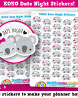 45 Cute Koko the Koala 'Date Night' Planner Stickers